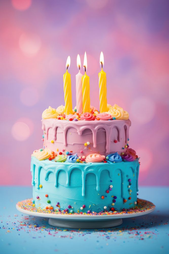 Cake birthday dessert candle. AI generated Image by rawpixel.