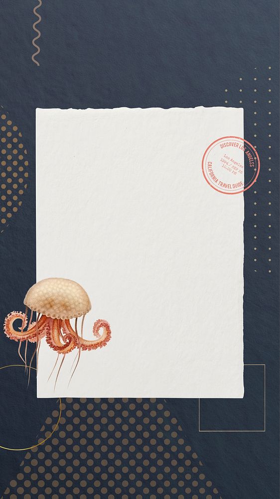 Vintage octopus iPhone wallpaper, note paper