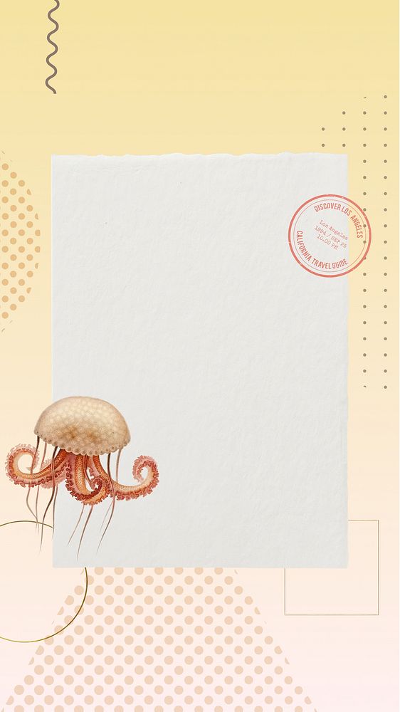 Vintage octopus iPhone wallpaper, note paper