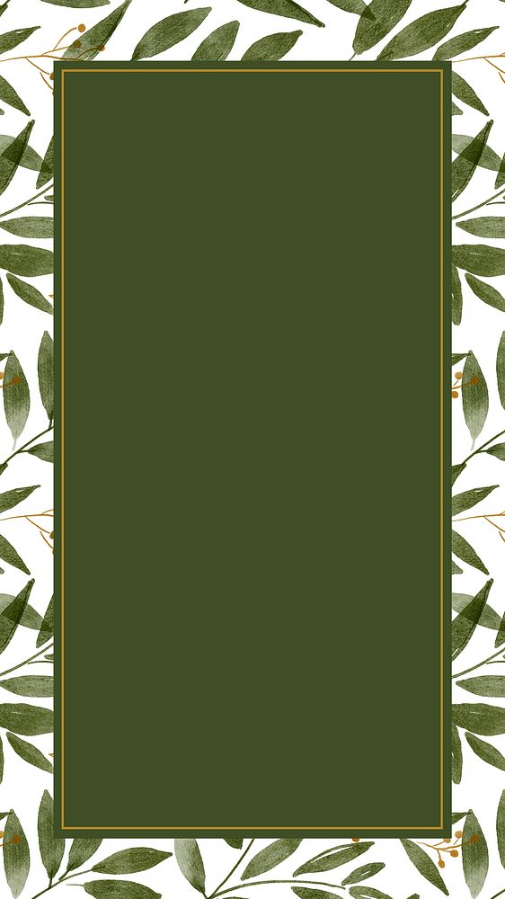 Green leaf frame iPhone wallpaper background