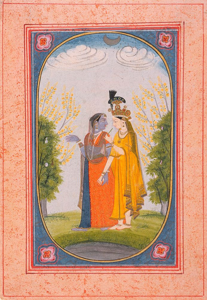 Radha and Krishna Dressed in Each Other's Clothes