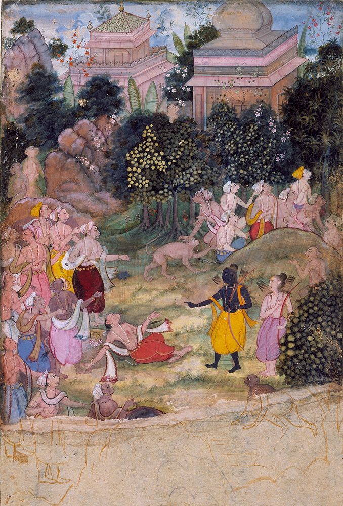 Rama Chastises the Dying Vali, Folio from a Ramayana (Adventures of Rama)