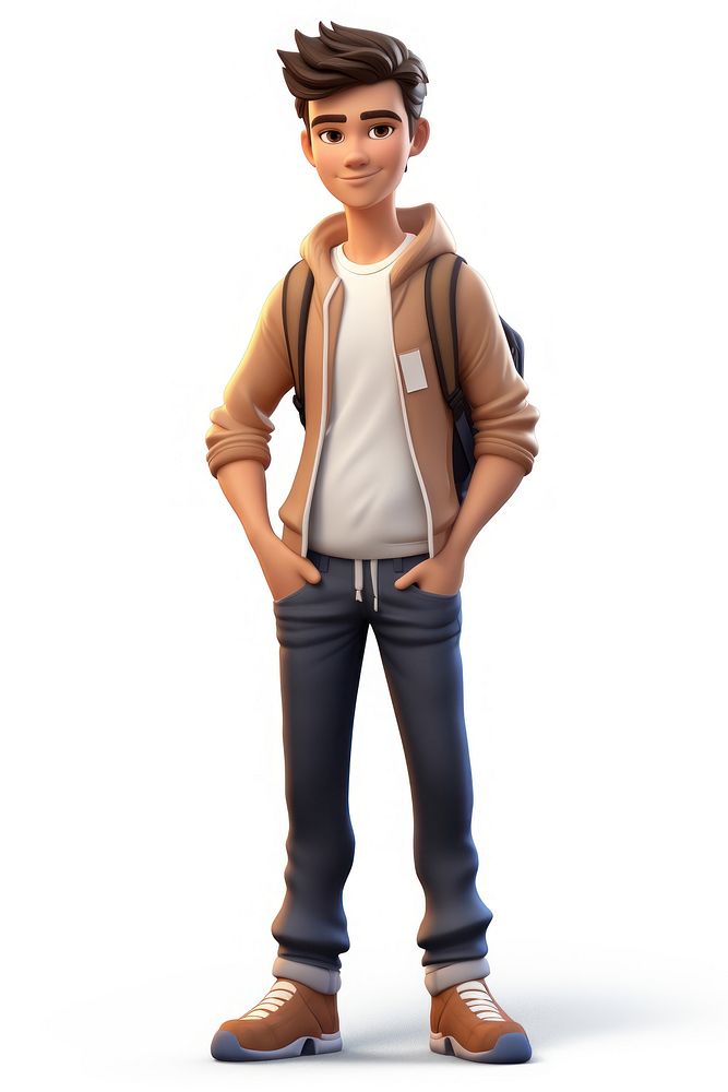 Teenager student standing portrait cartoon. AI generated Image by rawpixel.