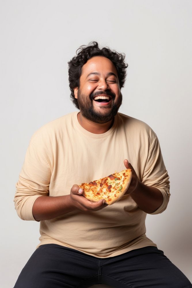 Pizza portrait eating adult. AI generated Image by rawpixel.