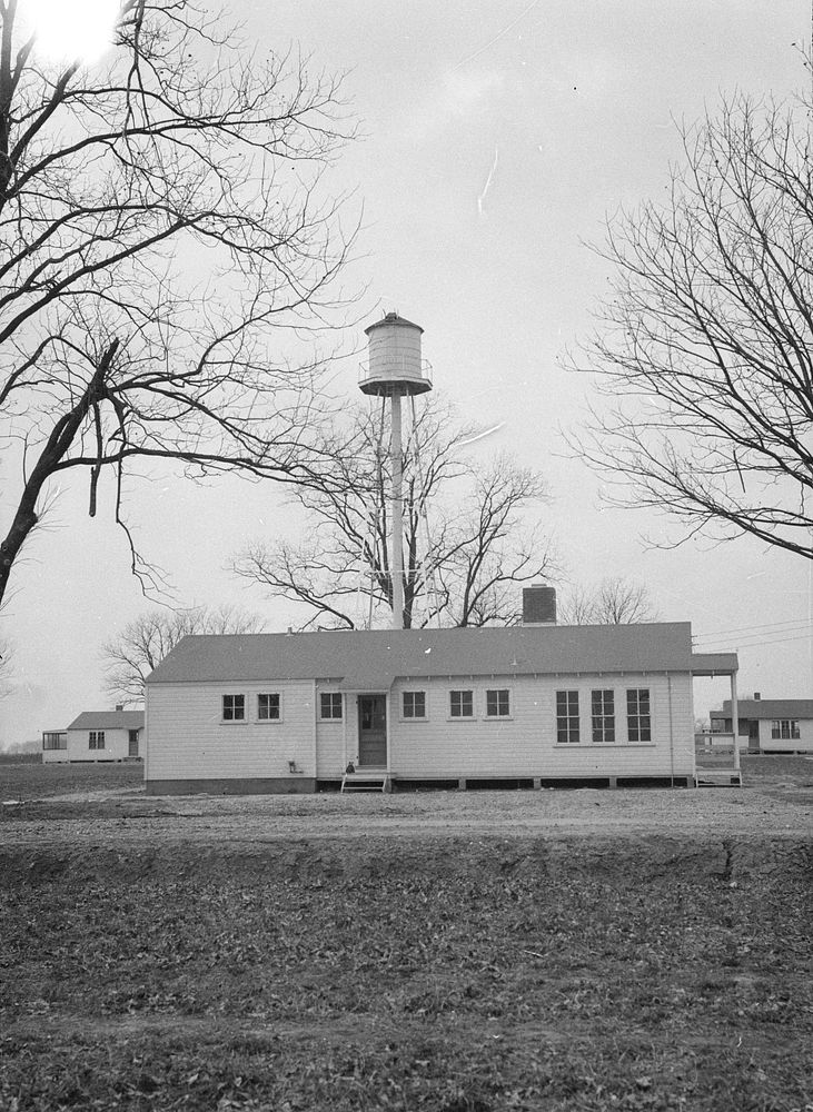 Front view, utility building, Wyatt unit. Southeast Missouri. Sourced from the Library of Congress.