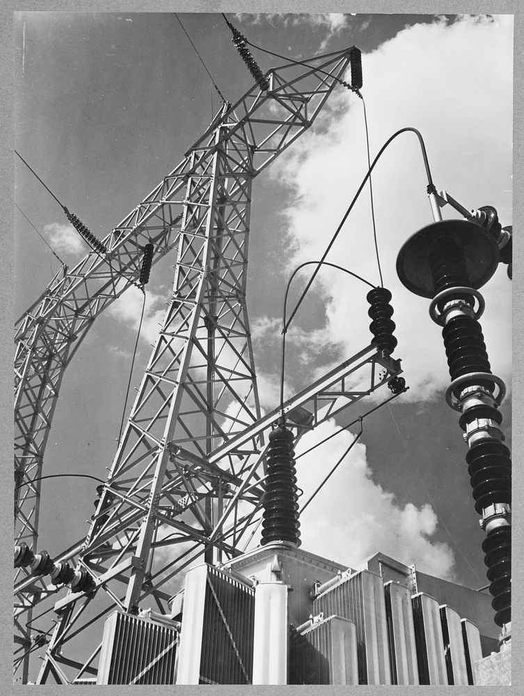 Wheeler Dam, Alabama (TVA -Tennessee Valley Authority). Substation. Sourced from the Library of Congress.