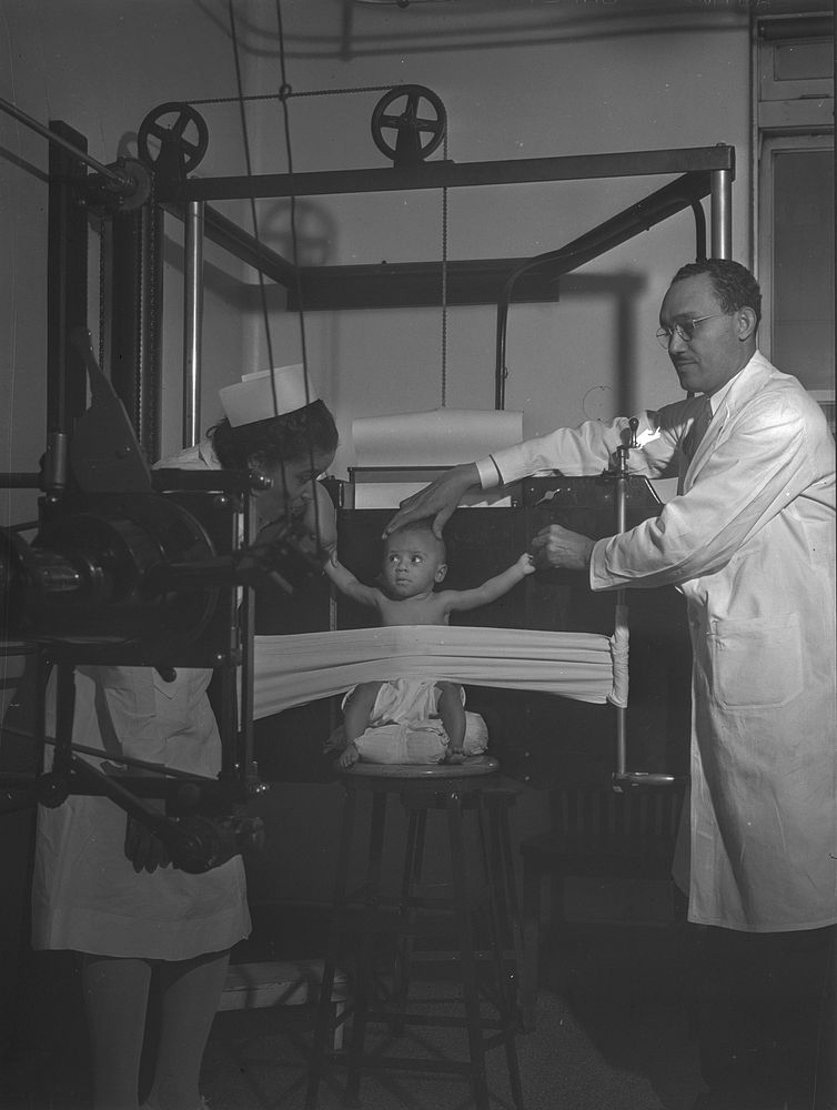 Chicago, Illinois. Provident Hospital. Baby being x-rayed. Sourced from the Library of Congress.