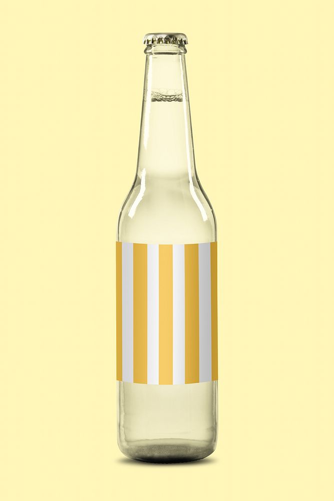Yellow labeled glass bottle