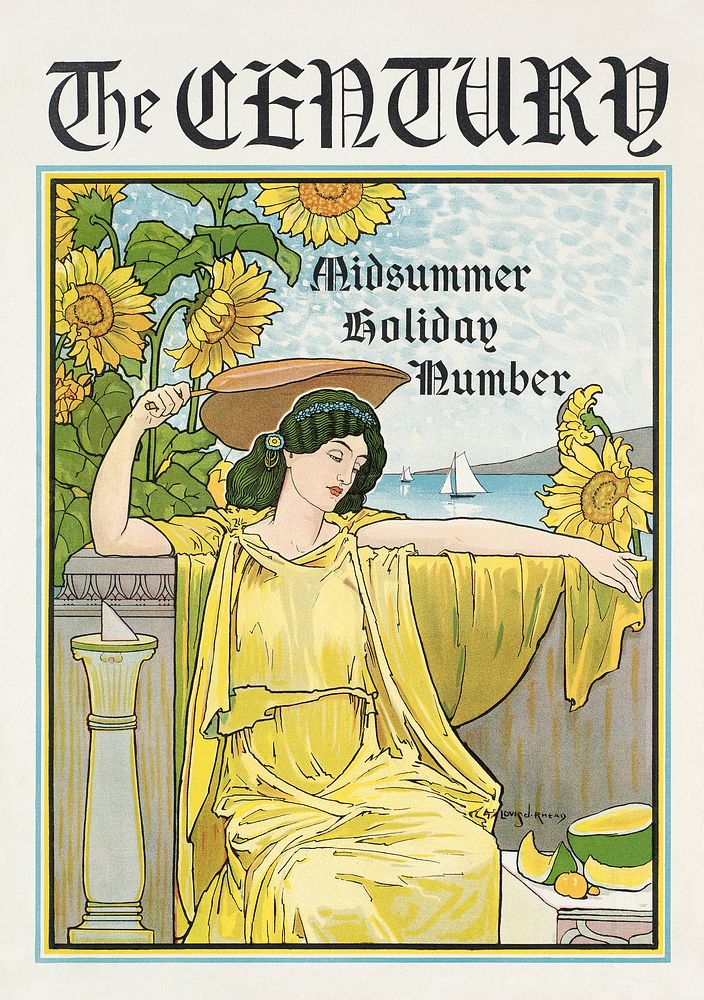 The century, midsummer holiday number (1895), vintage woman illustration by Louis J. Rhead. Original public domain image…