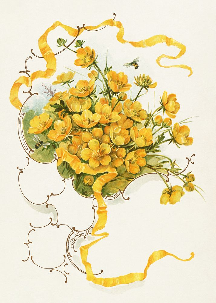 Buttercups (1861&ndash;1897), vintage flower illustration by L. Prang & Co. Original public domain image from Digital…