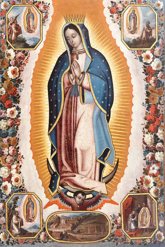 Virgin of Guadalupe (Virgen de Guadalupe) (1720), vintage illustration by Antonio de Torres. Original public domain image…