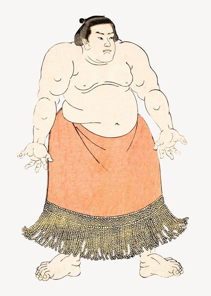 Wrestler Arauma Daigoro, vintage Japanese man illustration by Utagawa Yoshitora. Remixed by rawpixel.
