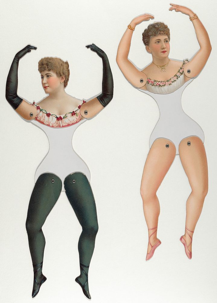 Ballerina and Bloomer Girls (Prima Donna) Paper Dolls (1890&ndash;1905), vintage women illustration by Dennison…