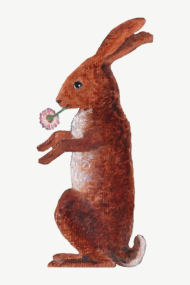 Brown rabbit, vintage animal illustration by William Bell Scott psd. Remixed by rawpixel.