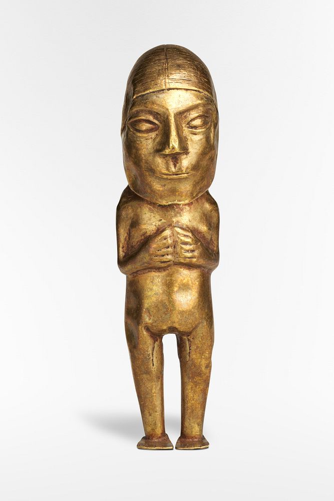 Female figurine (1400&ndash;1533), vintage gold sculpture. Original public domain image from The MET Museum. Digitally…