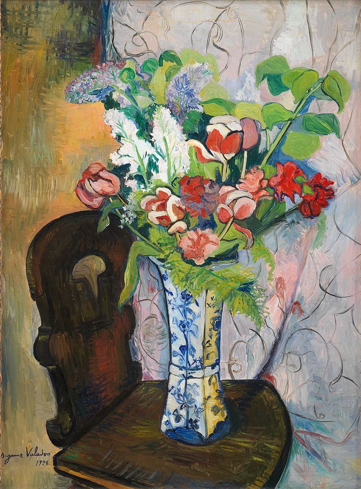 Spring Flowers (1928), vintage flower vase illustration by Suzanne Valadon. Original public domain image from The Statens…
