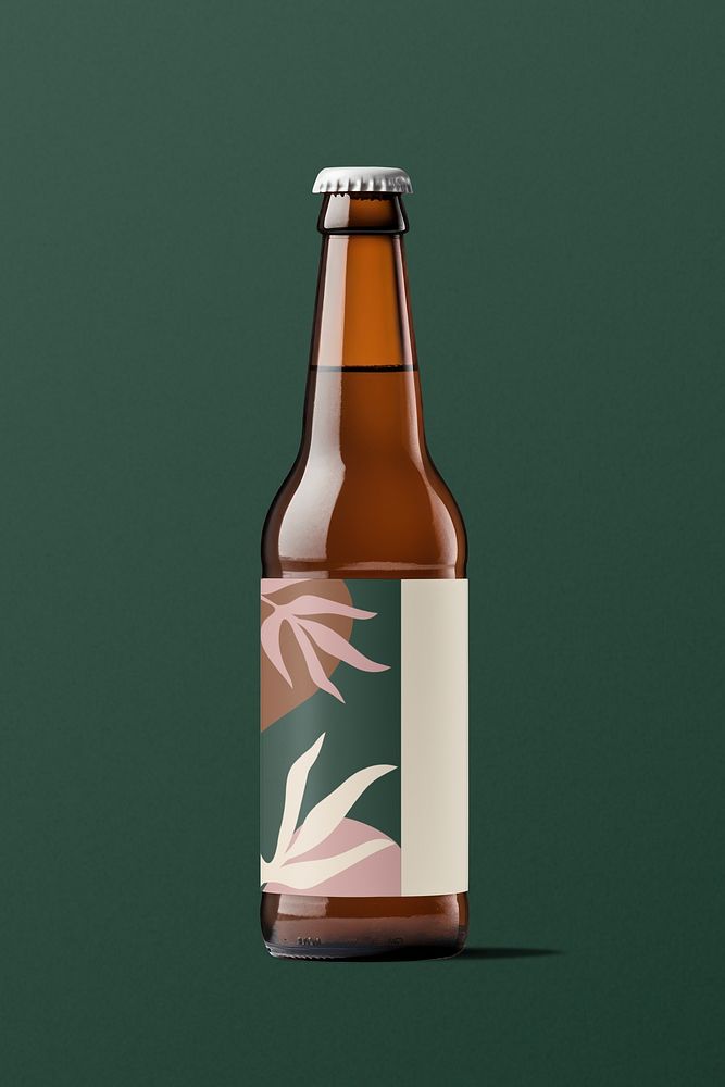 Leafy beer bottle label, product packaging design