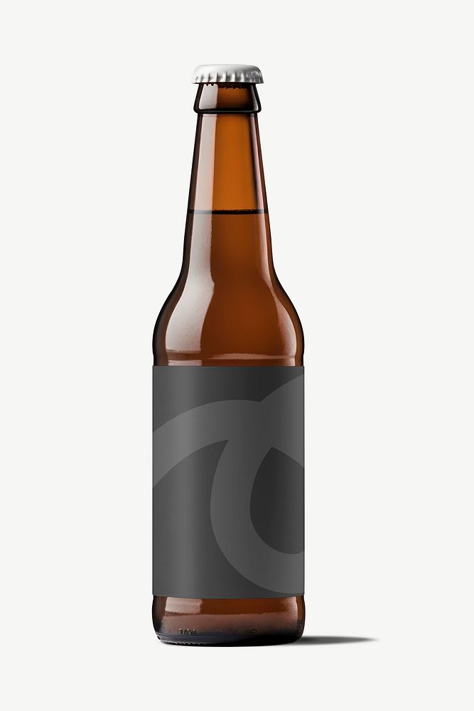 Beer bottle label mockup, product packaging psd