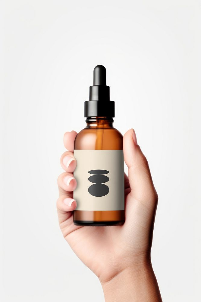 Dropper bottle with abstract logo
