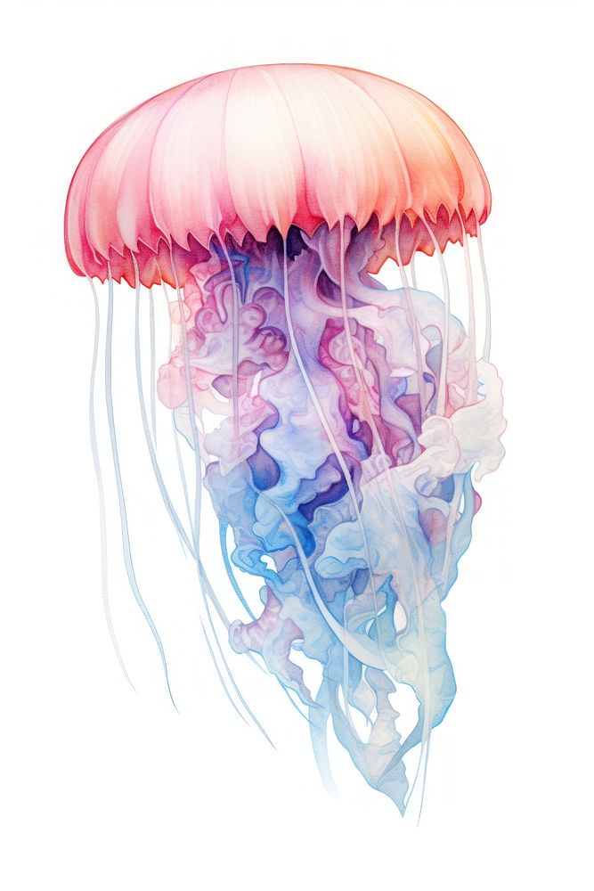 Jellyfish animal white background invertebrate. AI generated Image by rawpixel.