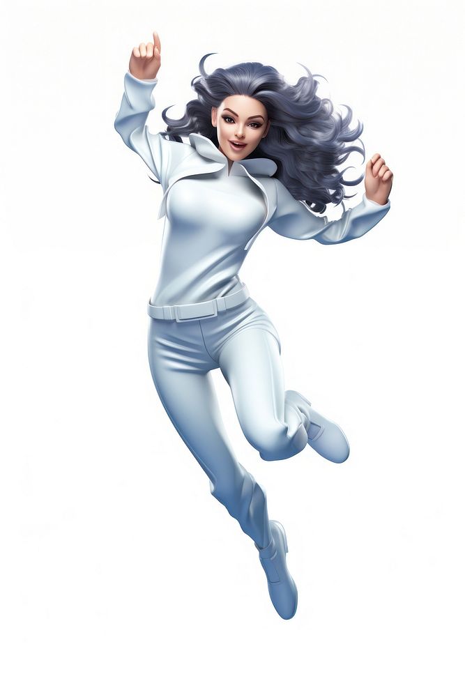 Jumping female adult white. AI generated Image by rawpixel.