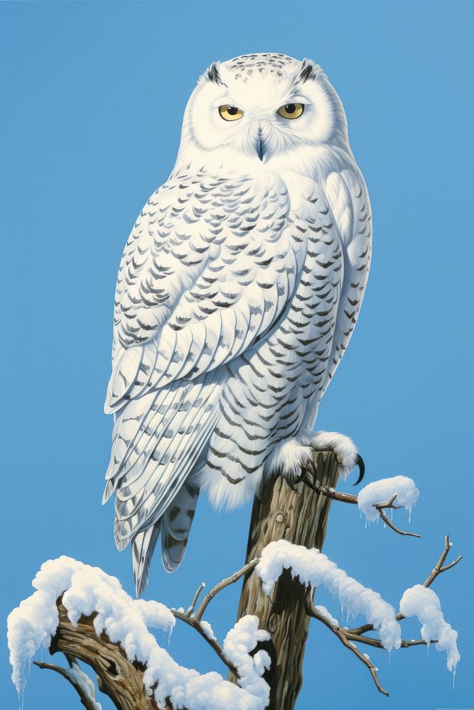 Owl animal bird snow. AI generated Image by rawpixel.