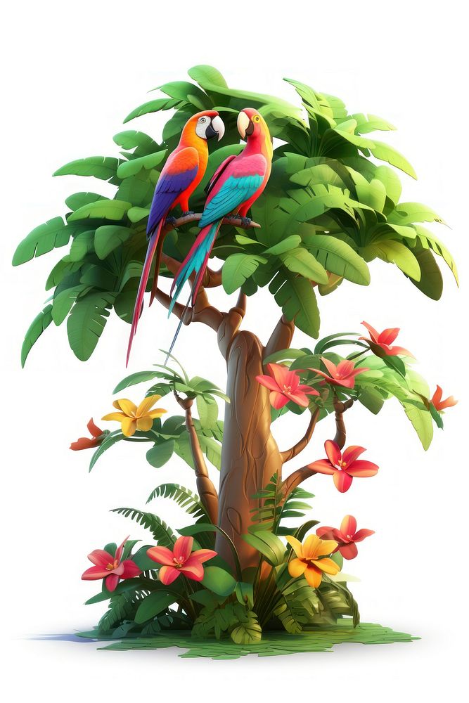 Tree bird outdoors cartoon. AI generated Image by rawpixel.