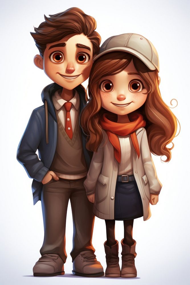 Cartoon cute togetherness publication. AI generated Image by rawpixel.