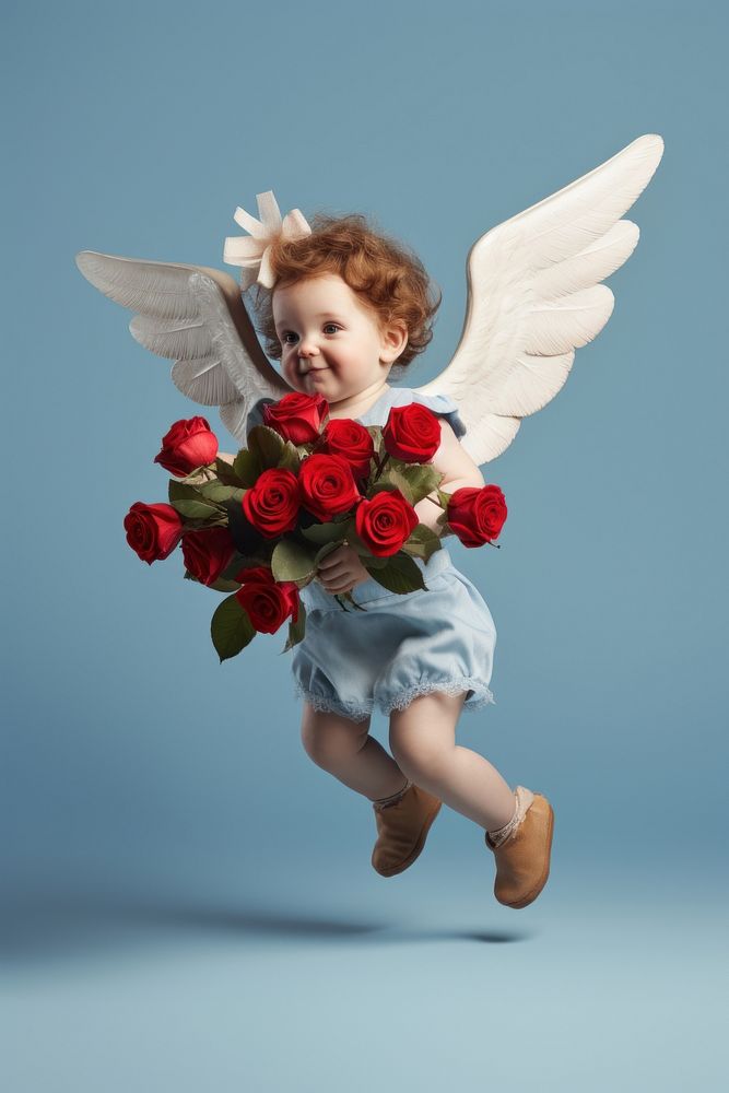 Baby rose flower flying. AI generated Image by rawpixel.