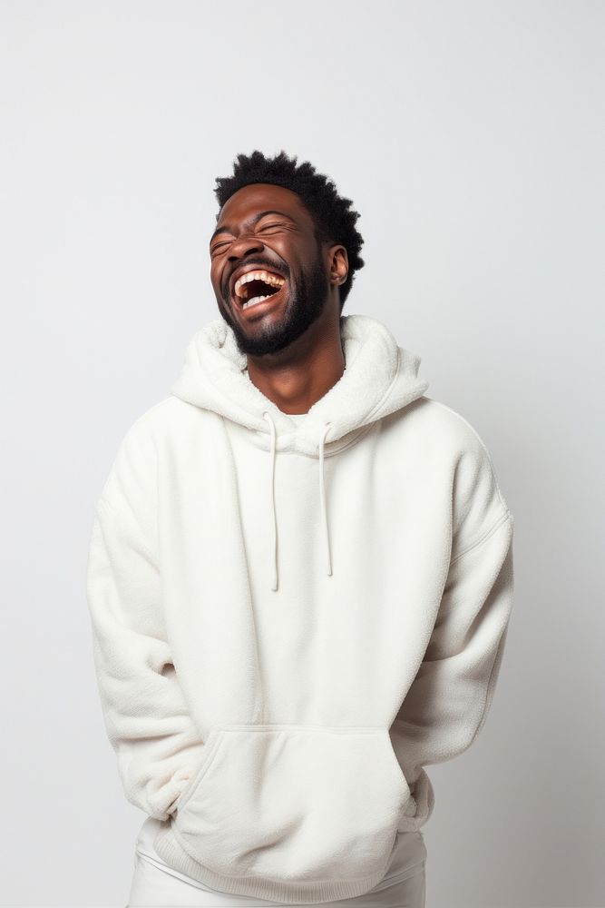 Laughing adult smile white. 