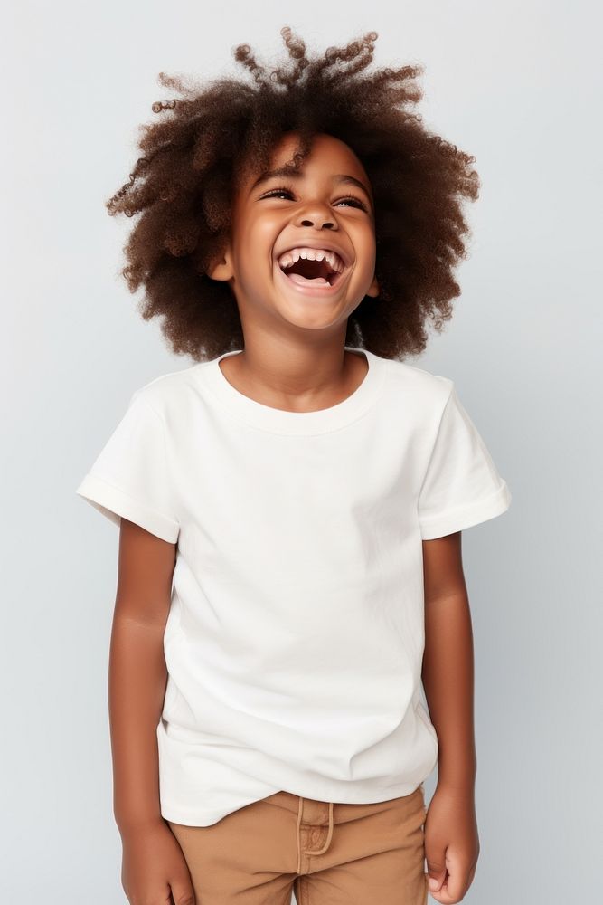 Laughing t-shirt smile white. AI generated Image by rawpixel.