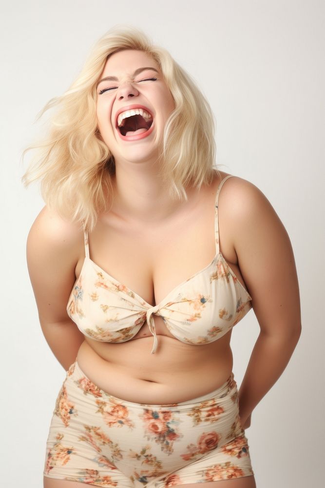 Laughing swimwear adult white background. AI generated Image by rawpixel.