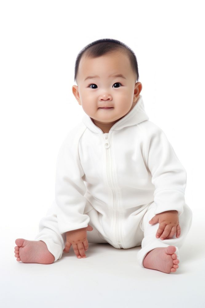 Baby portrait photo white background. 