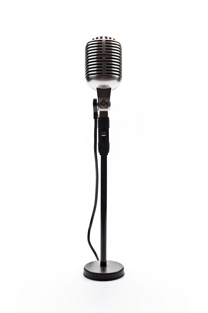 Microphone white background technology lighting. AI generated Image by rawpixel.