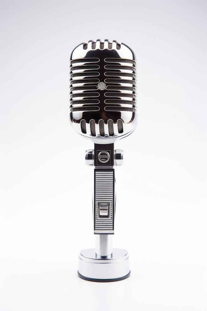 Microphone white background broadcasting technology. 