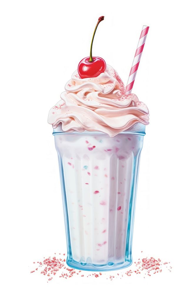Milkshake smoothie dessert cream, digital paint illustration. AI generated image