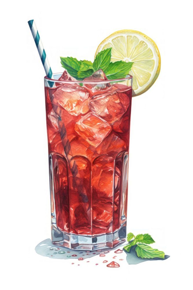 Cocktail mojito drink fruit, digital paint illustration. AI generated image
