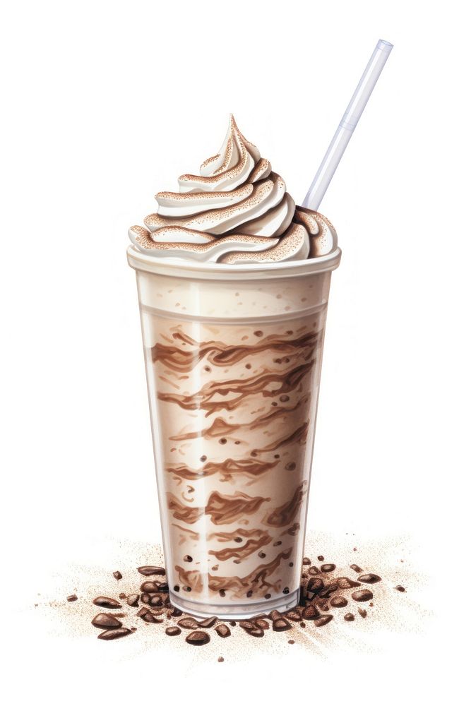 Milkshake dessert coffee drink, digital paint illustration. AI generated image