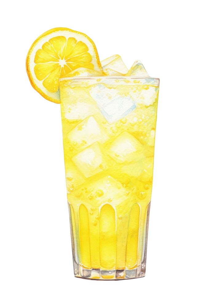 Lemonade cocktail drink juice, digital paint illustration.