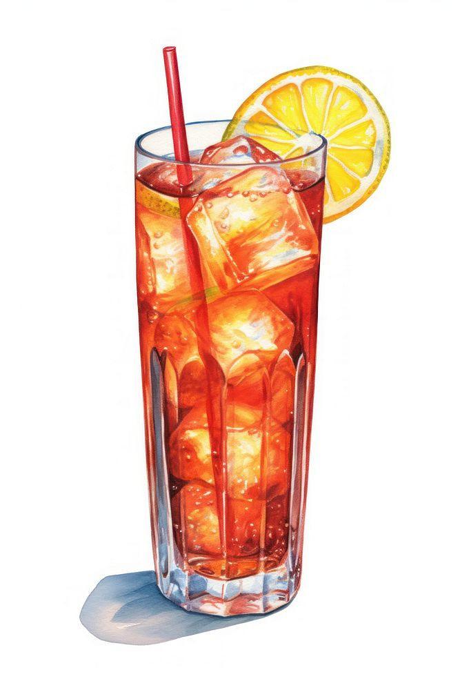 Cocktail spritz drink fruit, digital paint illustration. AI generated image