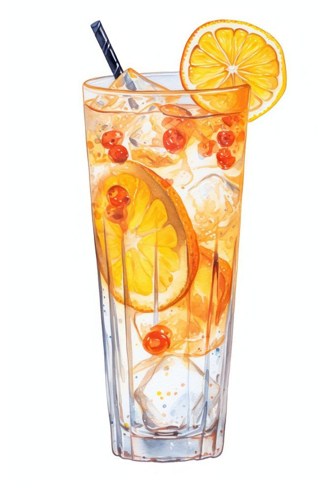 Cocktail lemonade spritz fruit, digital paint illustration. AI generated image