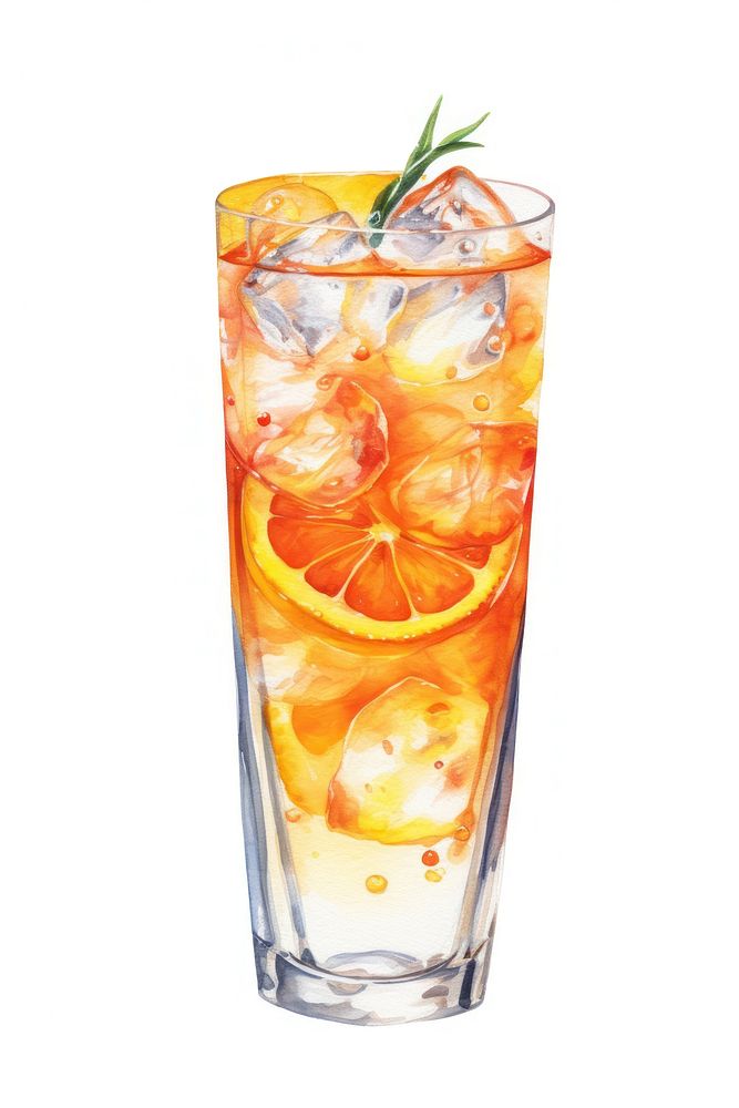 Cocktail lemonade spritz fruit, digital paint illustration.