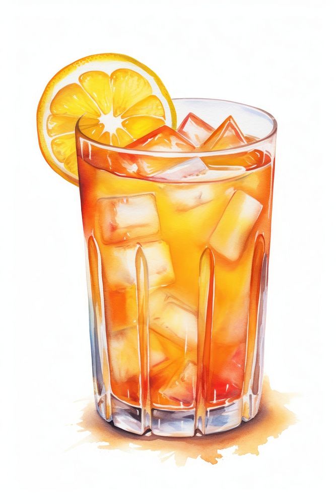 Cocktail drink fruit juice, digital paint illustration. AI generated image