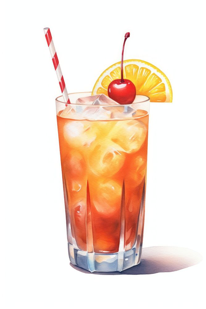 Cocktail drink fruit food, digital paint illustration. AI generated image
