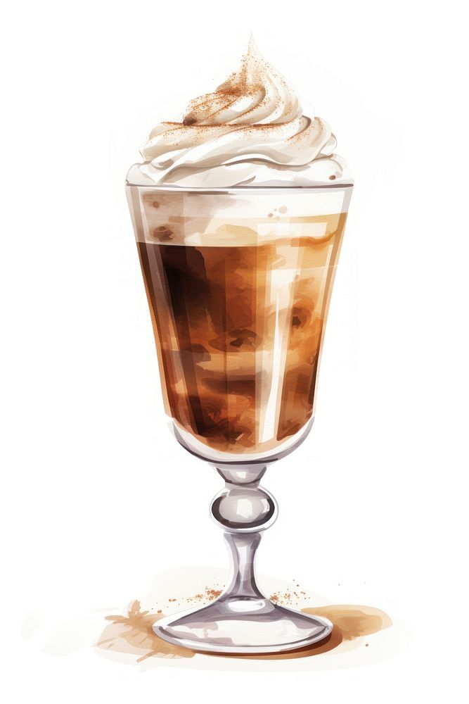 Dessert coffee sundae cream, digital paint illustration. AI generated image