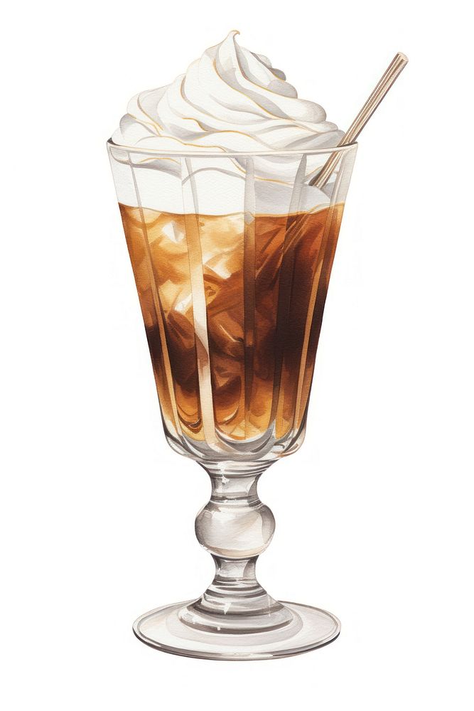 Cocktail dessert glass food, digital paint illustration. AI generated image
