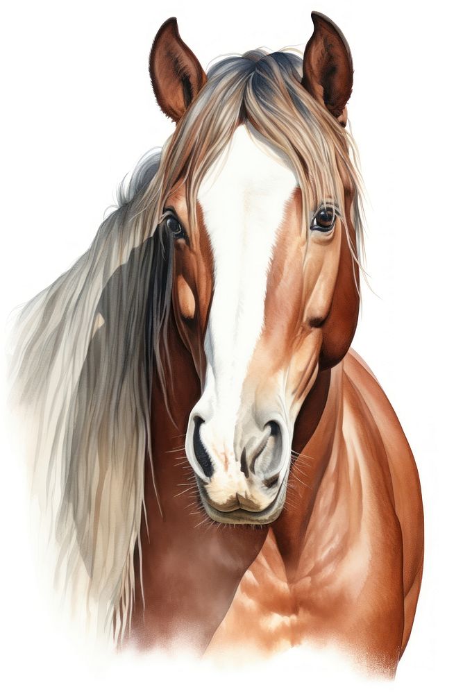 Horse stallion portrait drawing. AI generated Image by rawpixel.