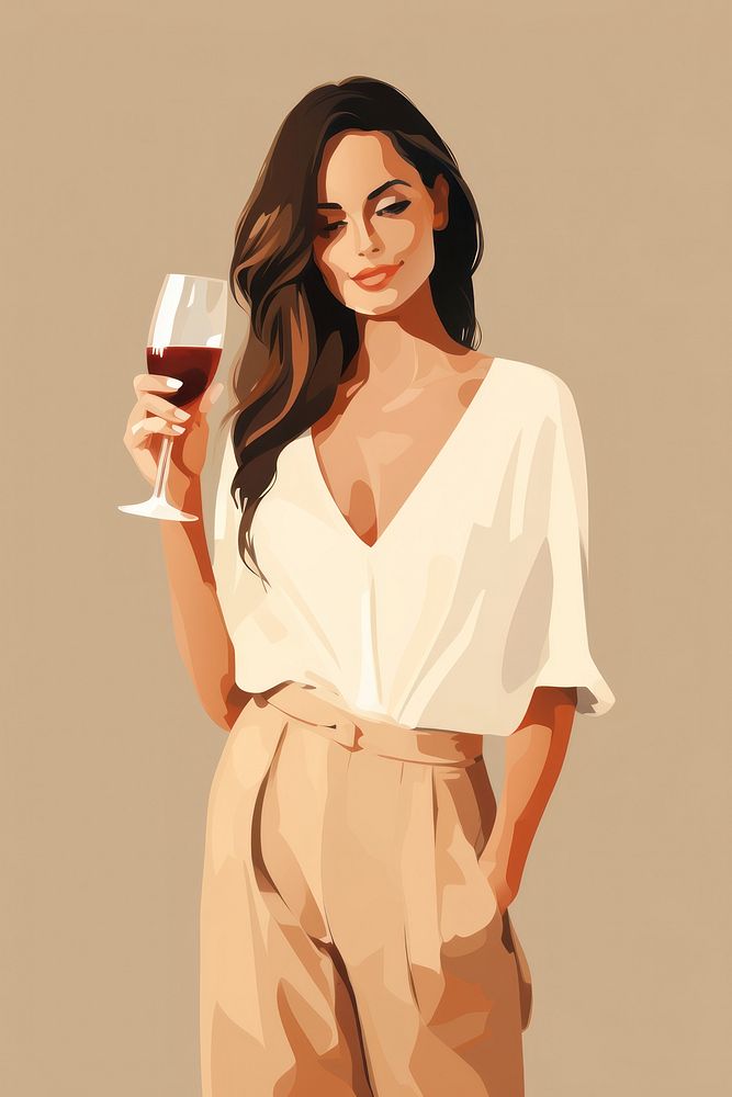 Glass wine portrait holding. AI generated Image by rawpixel.