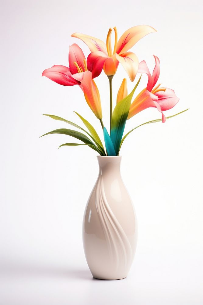 Flower vase plant white background. AI generated Image by rawpixel.