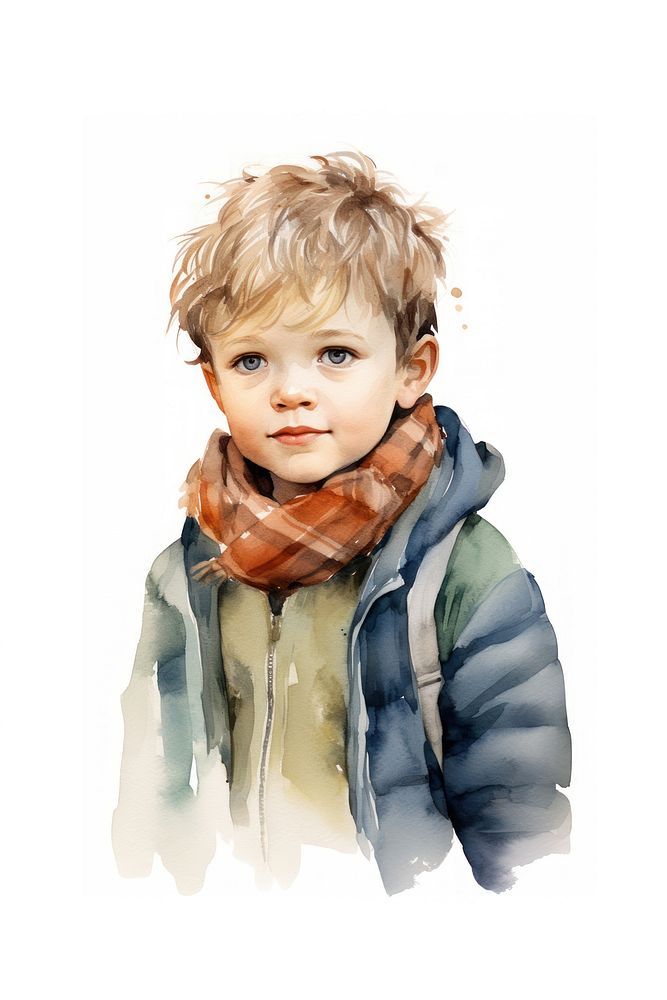 Portrait jacket child scarf. AI generated Image by rawpixel.